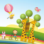 Puzzle cu girafe de desene animate